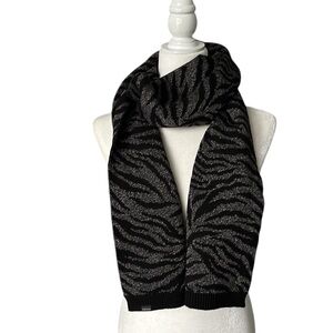 Athleta black & metallic grey zebra stripe scarf without tag animal pattern